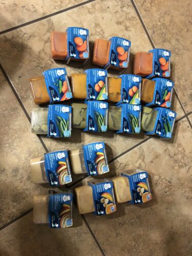 GERBER STAGE 2 BABY FOOD LOT~20 packs of Assorted Fruits & Vegetables, 4 oz each