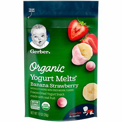 Gerber Organic Yogurt Melts Fruit Snacks, Banana and Strawberry, 1 Ounce (Pac...