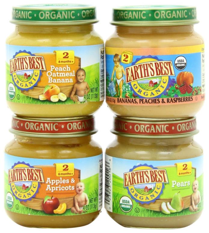Earth's Best Organic Stage 2 Baby Food, Favorite Fruits Variety Pack, 12 jars