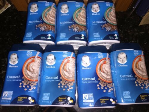 Lot of 7 Gerber Baby 4 Oatmeal 3 Multigrain Exp 9/19 or after