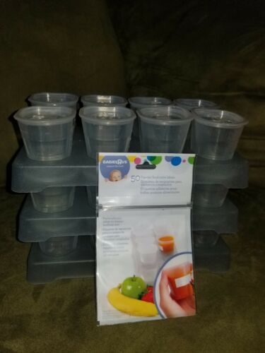 24 BABY Food Containers Jars  Lids Storage Tray BULLET measure plastic stack