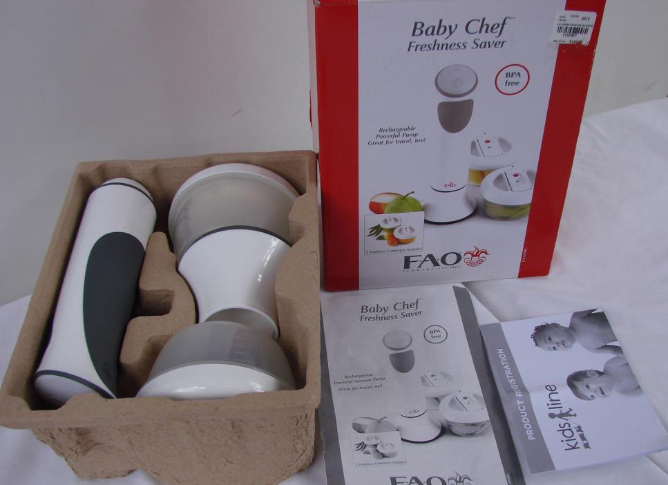 BABY CHEF FOOD FRESHNESS SAVER PUMP & STORAGE by FAO Schwarz Was $150 NEW IN BOX