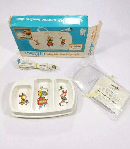 Vintage Evenflo Electric Feeding Dish In Original Box Tested Warms up Perfectly