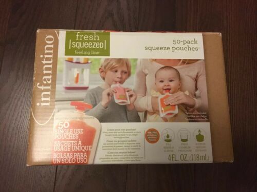 Infantino Fresh Squeezed Squeeze 50 Pack Single Use Pouches New
