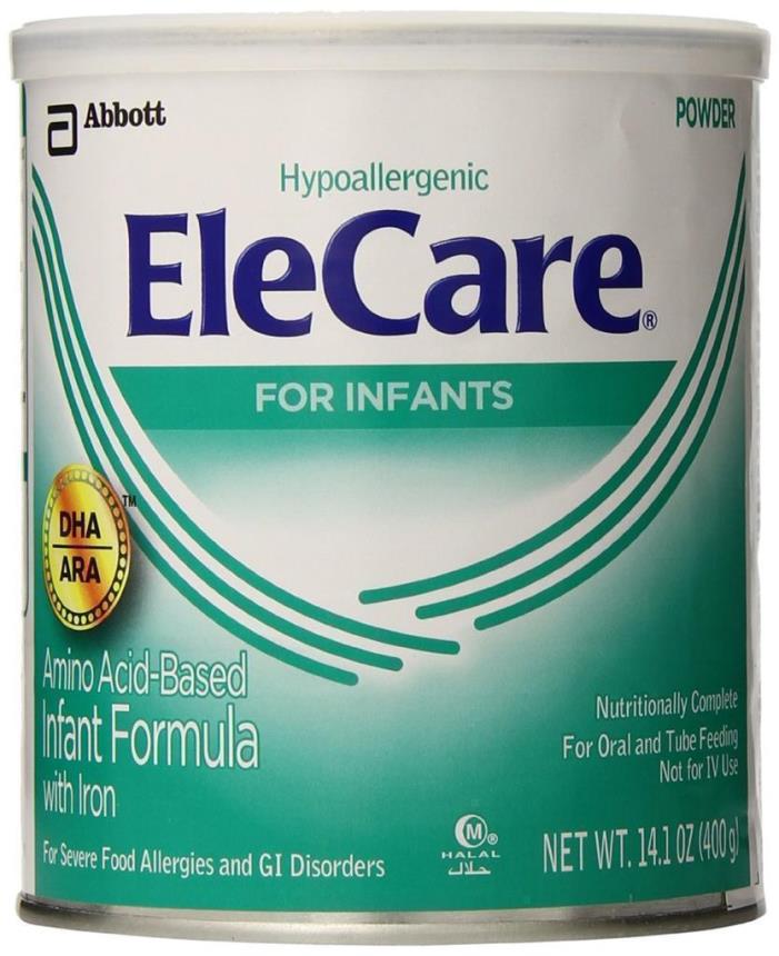 6 cans (one case) EleCare  DHA/ARA Infant Formula Hypoallergenic Powder 14.1 Oz