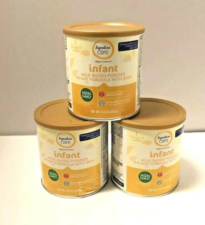 Lot 0f 3 12.5 oz  Signature Care Infant Powder Formula Compare to Enfamil infant