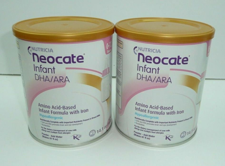 2 Sealed Cans Neocate Infant DHA/ARA Hypoallergenic Formula 14.1oz EXP 4-30-20