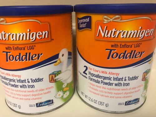 2 Cans Nutramigen Toddler With Enflora LGG Hypoallergenic W/ Iron Formula Powder