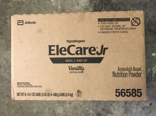 EleCare Jr vanilla powder formula 14.1oz 6 cans new in unopened case