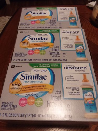 [LOT of 3] Similac Pro- Advance Infant Formula Newborn Bottles 8-2 FL OZ