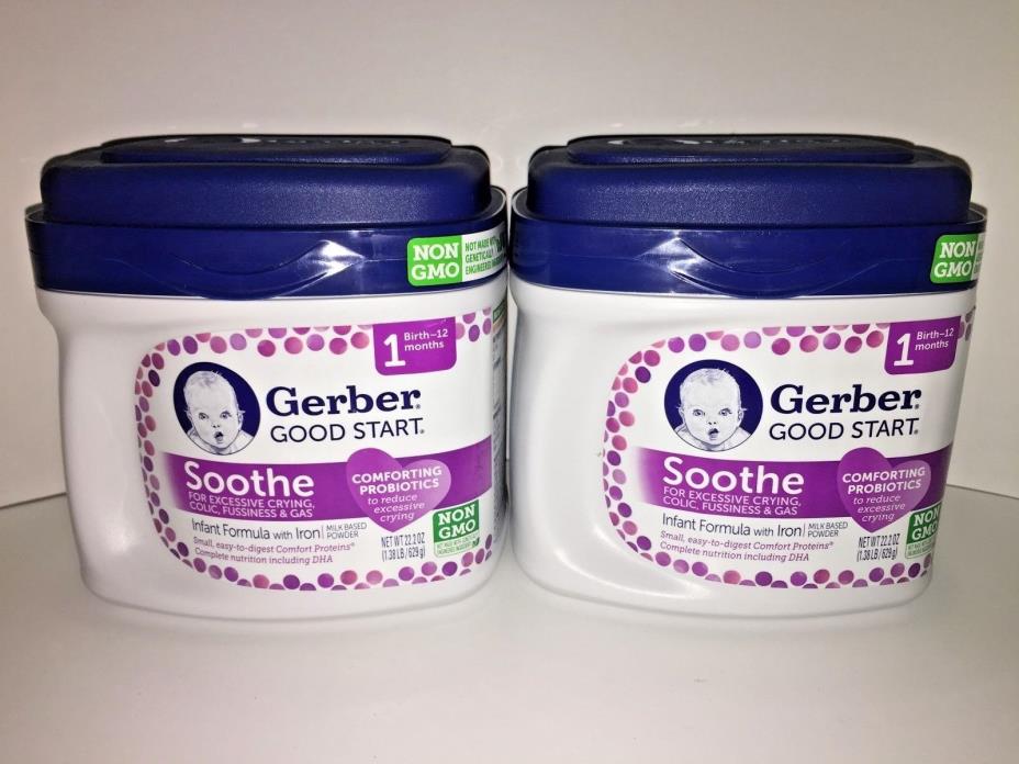 Two Gerber Good Start SOOTHE Powder Infant Formula Non-GMO 22.2oz  Exp 1/18/2019