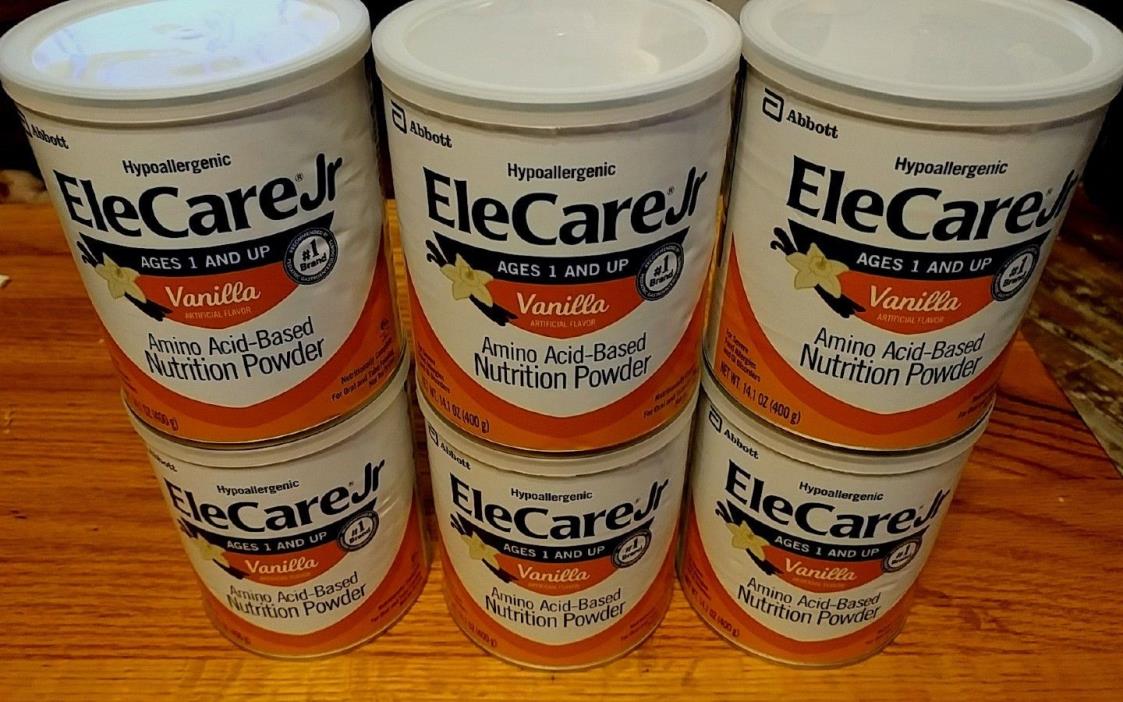 ELECARE JR HYPOALLERGENIC FORMULA (VANILLA) LOT OF 6 14.1 OZ CANS NEW EXP 04/19