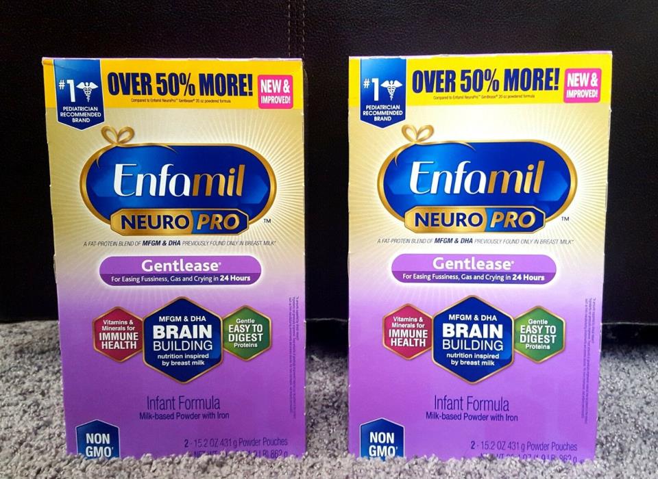 2 REFILL BOX ENFAMIL GENTLEASE NEURO PRO INFANT FORMULA 30.4 OZ CAN LOT BABY NEW