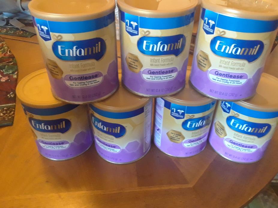 Lot of 7 Sealed Enfamil Gentlease Infant Formula 12.4 Oz Cans Expires 08/01/2020