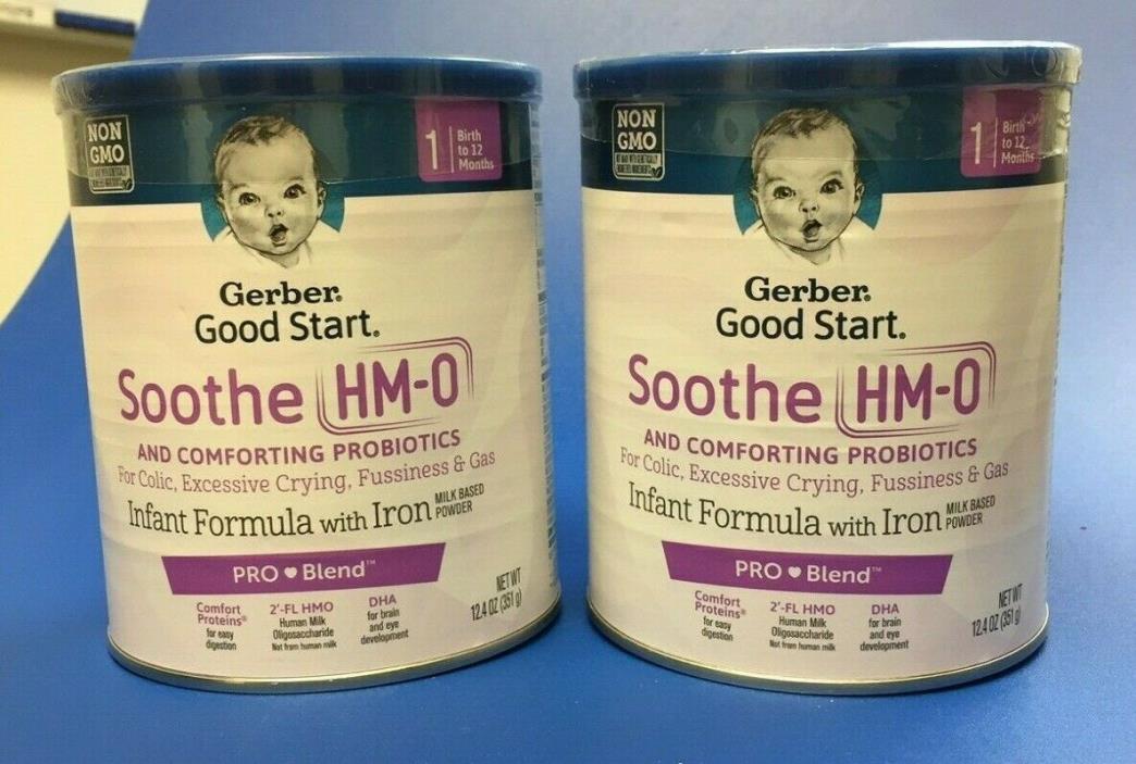 Lot of 2 Gerber Good Start Soothe HM-O Infant Formula W/ Iron 12.4oz  exp 1/2020