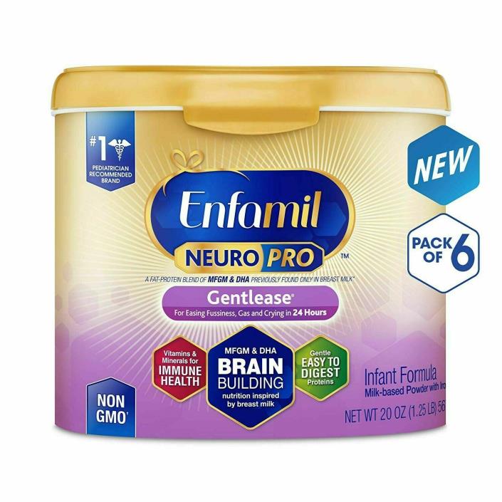 (6) Enfamil Gentlease NeuroPro Baby Formula, Powder, 20 oz expires 07/1/2020