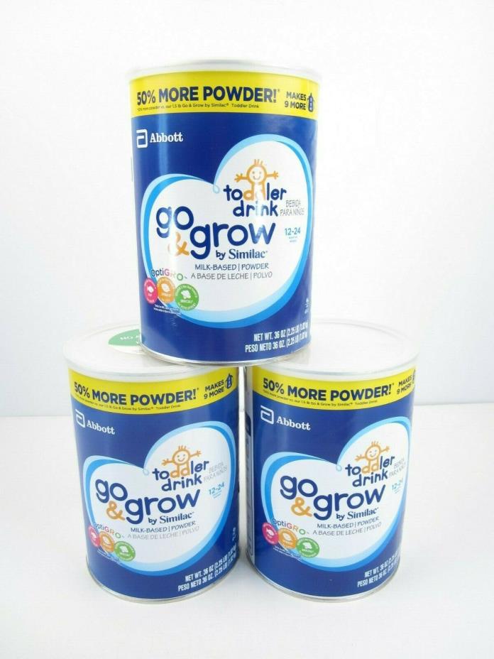 Lot of 3 Similac Go and Grow Toddler Formula Powder 36 oz 3 Cans Exp 05/2019