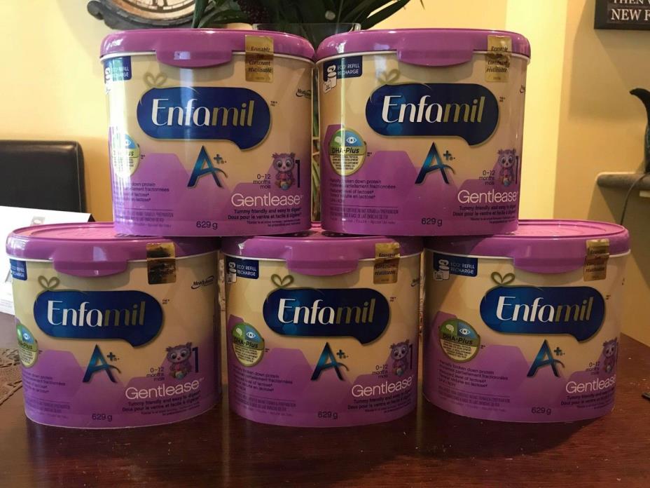 Enfamil A+ 5 Containers New Sealed Gentlease Baby Infant Formula