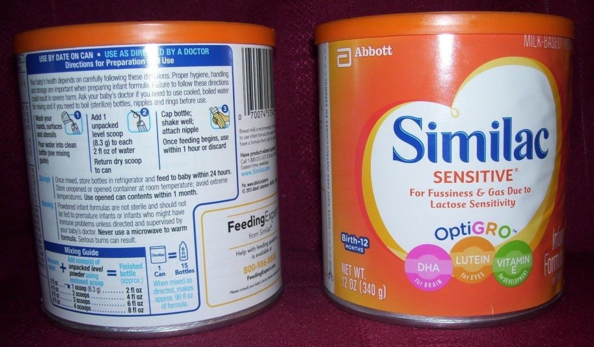 2 cans 24 oz total  Similac Sensitive Optigro Baby Infant Formula Iron 6/2019 ex