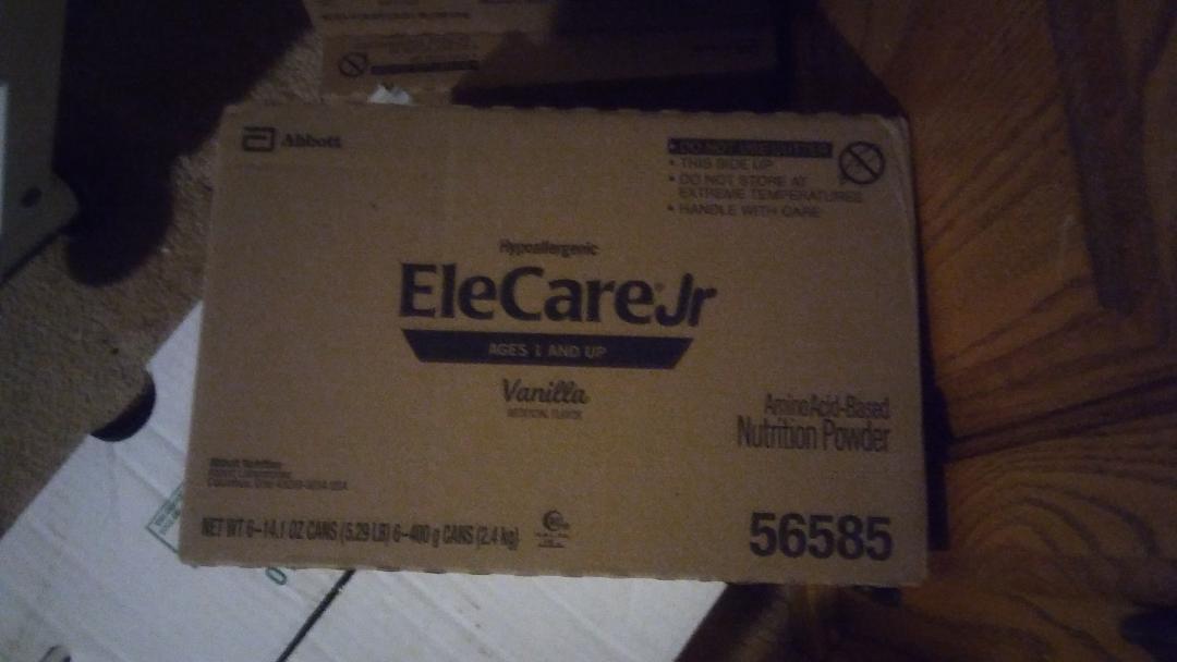 EleCare Jr Amino Acid Vanilla Formula Sealed Case of 6 Cans X 14.1 oz  EXP 2020