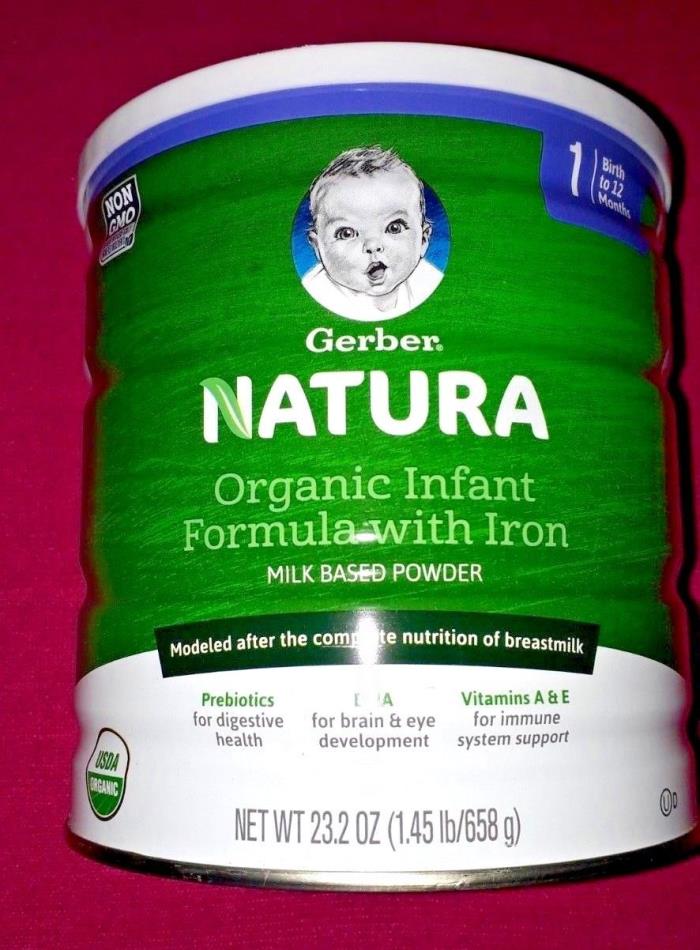Gerber Natura~Organic Infant Formula/Powder 23.2 oz 0-12 months Exp: 5/18/2020