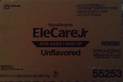 ELECARE JR UNFLAVORED 1 CASE 6 - 14.1 OZ OUNCE CANS SEALED  EXPIRES 11/2020