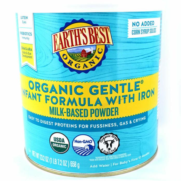 Earth's Best Organic Gentle Infant Formula with Iron 23.2 oz Exp: 10/2020