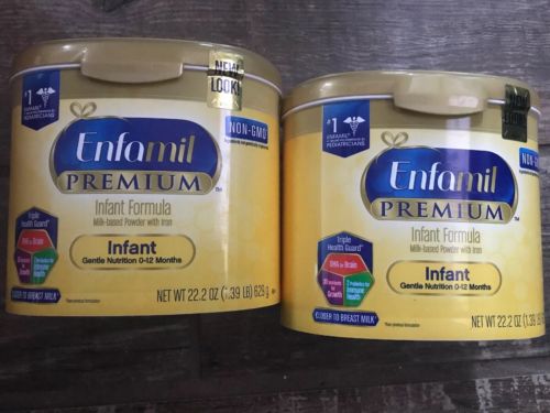 Lot of 2 Enfamil Premium Infant Formula 0 - 12 months 22.2 Oz Tubs Exp 10/01/19