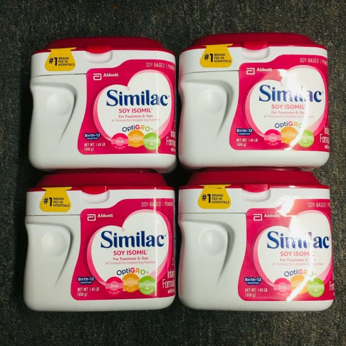 SIMILAC  SOY ISOMIL..FOR FUSSINESS & GAS 1.45 lb. (4 Pack) Sealed Tubs! #St-1