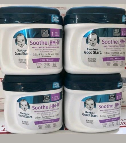 4 tubs Gerber Good Start Soothe Stage 1 Powder Infant Formula 22.2 oz probiotics