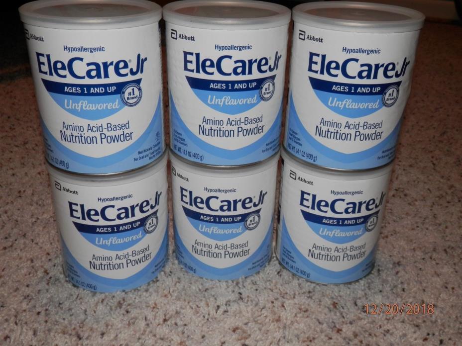 ELECARE JR UNFLAVORED 6 CANS AMINO ACID HYPOALLERGENIC BABY FORMULA ABBOTT