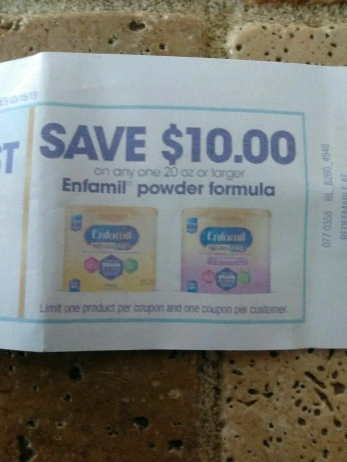 $10 Enfamil Infant and Baby Formula Coupon - Expires 3/19/2019