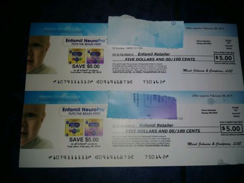 Enfamil Neuro pro coupons checks $5 x 2 expires 2-28-19