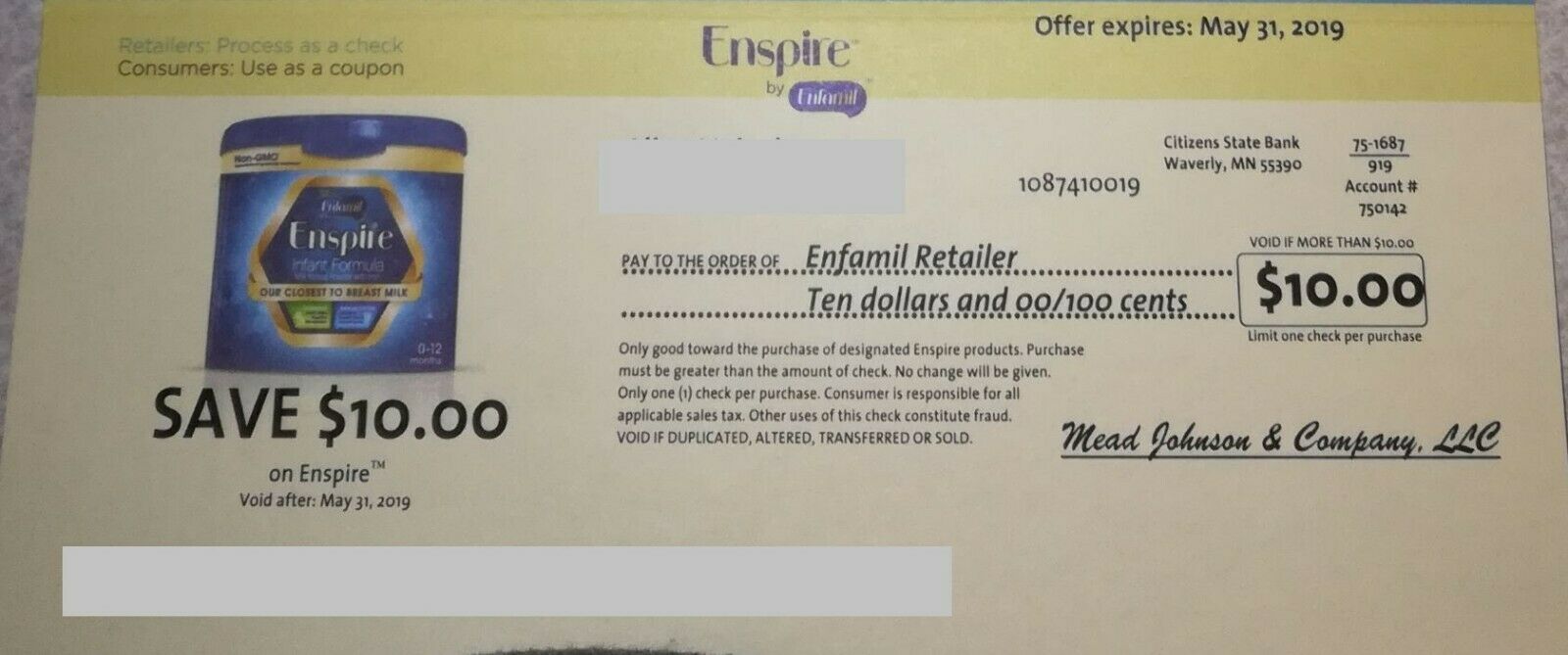 $10 off Coupon For Enfamil Enspire Formula Expires May 31st