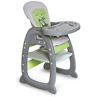 Envee Highchairs II Baby Chair Playtable Conversion, Gray/Green