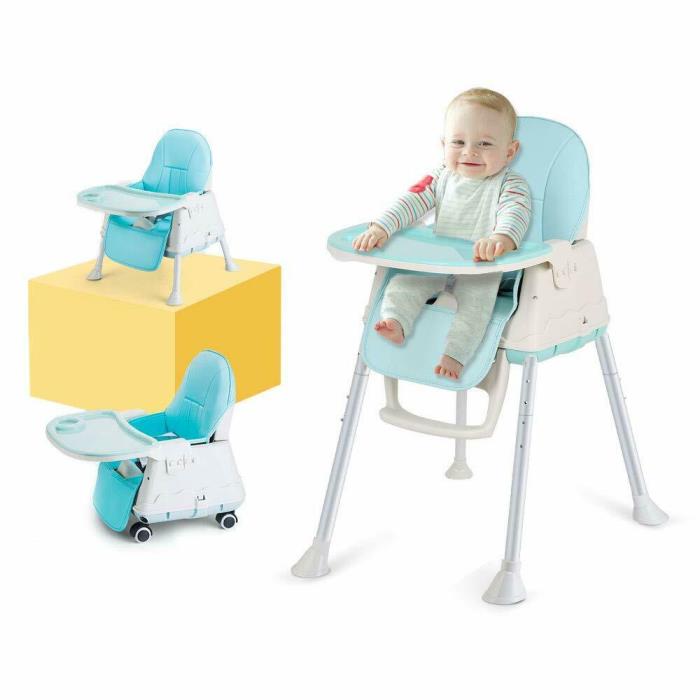 LYASI 3-in-1 Portable Highchair Toddler Booster Seat Baby Blue