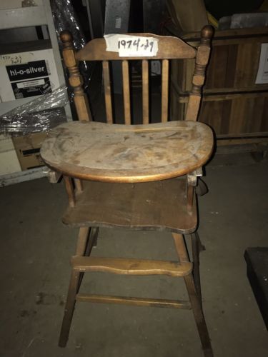 old fashioned all wood baby high chair