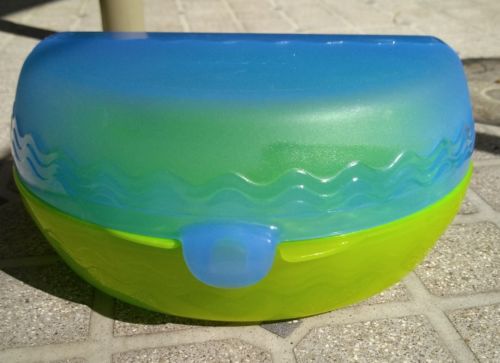 Nuk Easy Go Folding Bowl Feeding Travel Baby Jar Holder Plastic Blue Green