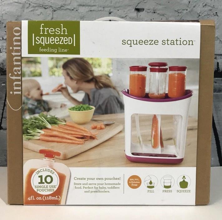 Infantino Fresh Squeezed Squeeze Station Baby Food Maker Storage Feeding Pouches