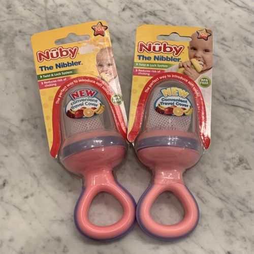 NIB 2 Nuby The Nibbler Baby Mesh Feeder Twist & Lock System Soft Solids BPA Free