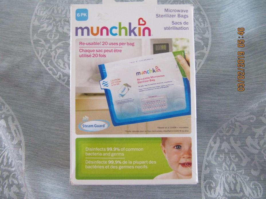 Munchkin 5 Microwave Sterilizer Bags With Steam Guard  In Box