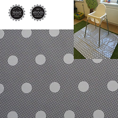 Baby Splat Mat High Chair Floor Mat Plastic Grey with White Dots Waterproof Size