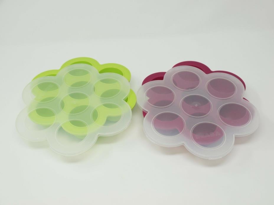 Lot of 2 ~ BEABA Silicone Multi-portion Baby Food Trays, BPA Lead Phthalate FREE