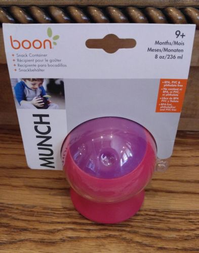 BOON Munch Snack Holder Container Fuchsia Pink Purple - 8 Ounce 9 months NIP