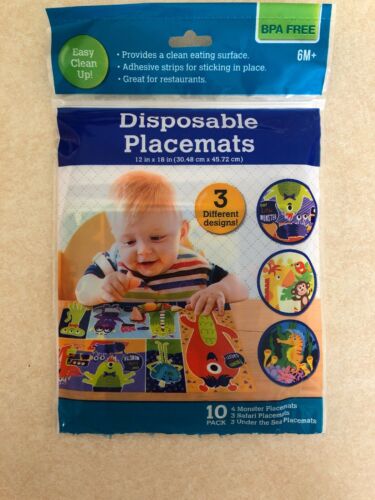 Disposable Adhesive Placemats For Children (10 Count) FREE SHIPPING!