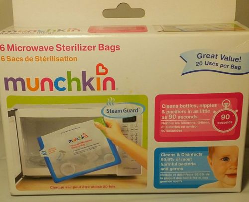 Munchkin 6 Microwave Sterilizer Bags With Steam Guard New In Box Free Ship
