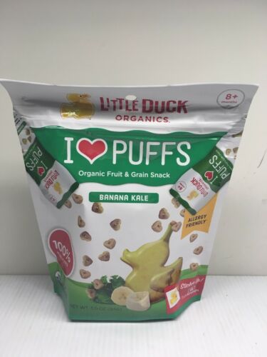 8 pack of Little Duck Organics I Love Puffs Fruit & Grain Snack - Banana Kale