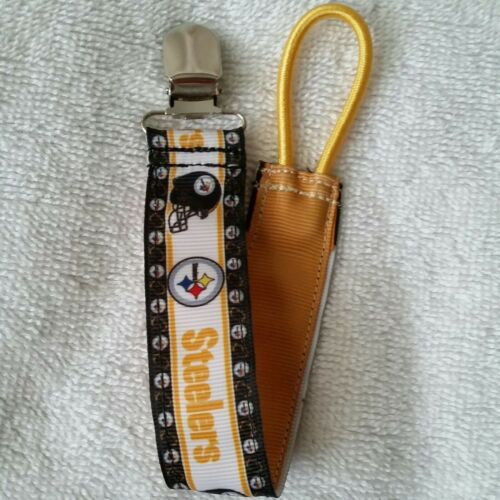 Baby Soother/Pacifier Holder w/Metal Clip/Steelers