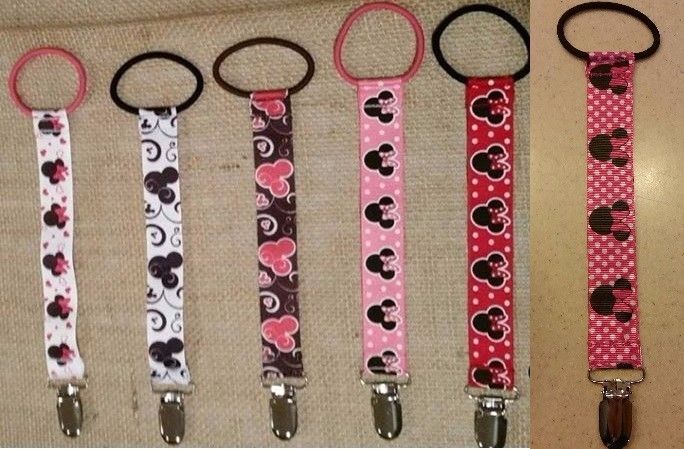 Minnie and Mickey Mouse Pacifier Clips