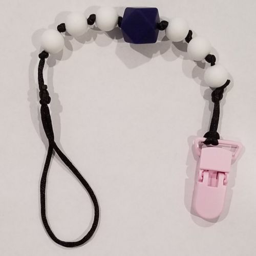 BPA Free Silicone Teething Bead Pink White Purple Toy Pacifier Clip String
